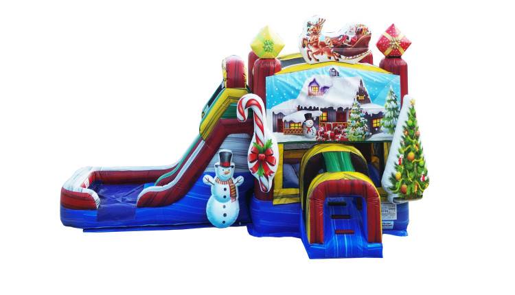 Christmas Themed Wet/Dry Bounce and Slide Combo